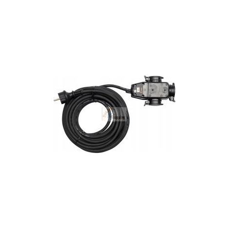 YATO YT-81162-3 vie cavo de prolunga de protezione de gomma/nero / 3 spine con presa de terra 20m (1/5)