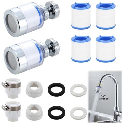 Filtro per l'acqua del rubinetto da 2 pezzi, filtro anticalcare per rubinetto, purificazione avanzata dell'acqua del rubinetto, rimuove cloro e metalli pesanti, installazione facile e veloce, design t