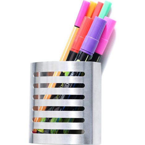 Magnetischer moderner Stiftehalter – Metall-Stiftebox für Küche, Aufbewahrungsschrank, Zuhause oder Büro, Größe: 3,25" x 1,75" x 3,50", gebürsteter Edelstahl
