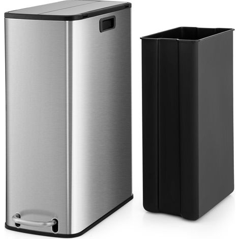 46L Trash Can Kitchen Waste Bin Slim Step Garbage Can w/Removable Bucket (1/5)