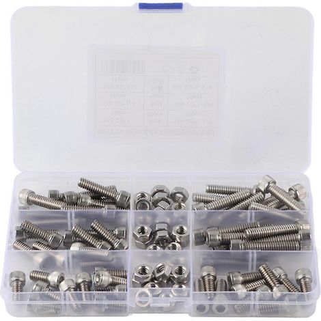 Assortiment de 90 vis à tête cylindrique creuse en acier inoxydable, 1/4-20UNC (1/4)