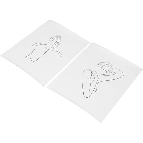 Lot de 2 toiles sans cadre, illustrations abstraites aux lignes simples, décoration murale pour la maison (1/5)