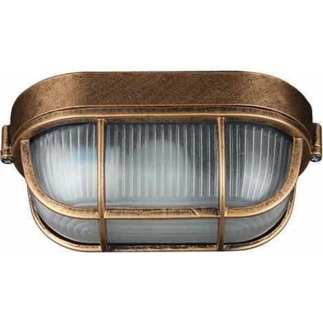 Aplique de pared exterior, lámpara de pared ovalada de aluminio fundido a presión, aplique náutico marino, estilo industrial vintage, lámpara de barco, decoración de pared para patio/pasillo (1/5)