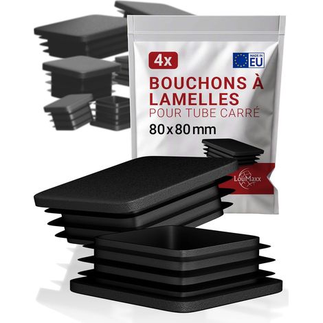4 Embouts en plastique 80 x 80 mm - Embouts de profilé carré noir - Bouchons carrés en plastique pour fermeture de tube (1/5)