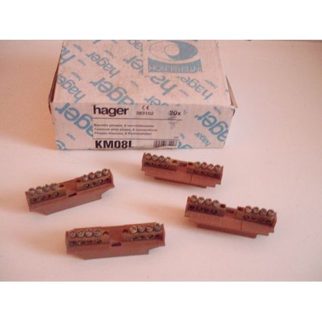 Barrette phase laiton HAGER avec socle pour cable 4X16+4X1O.