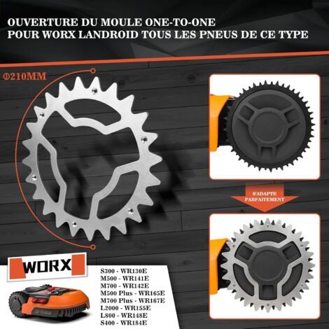 Lames de tondeuse Worx Landroid S/M – acier inoxydable poli – 2 mm d'épaisseur – traction améliorée sur les pentes (1/3)