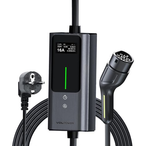 Electric Car Charger, 8M/3.6KW EV Charger Type 2, Electric Vehicle Charging Cable [6/8/10/13/16A] with EU Schuko, IP65 Single-Phase Charging Station (3.68KW-8M) (1/5)