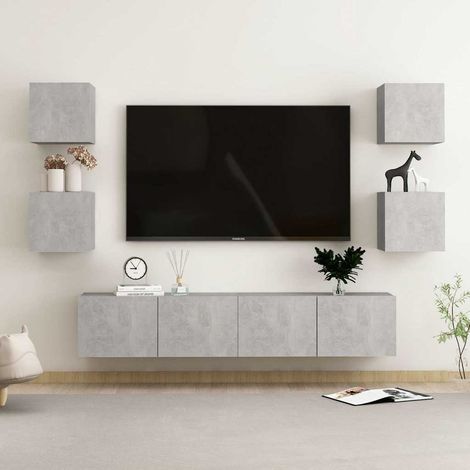 Ensemble de meubles TV 6 pcs pour Salon - Armoire TV Gris béton Aggloméré BV731042 - BonneVie (1/5)