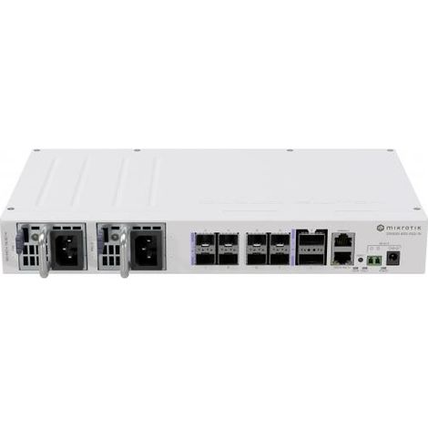 MIKROTIK RouterBOARD Cloud Router Switch CRS510-8XS-2XQ-IN + L5 (650MHz 128MB RAM 1x LAN 8x SFP28, 2xQSFP28, Dual PSU) dektop (1/3)
