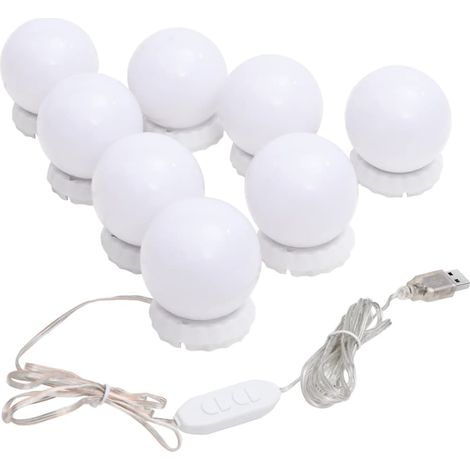 Lampe de Miroir de Salle de Bains Luminaire maquillage Pince sur Miroir/Armoire/Mur avec 8 ampoules LED Blanc chaud et blanc froid VXN3460 (1/5)