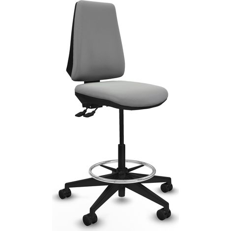 Taburete Elche AS similpiel gris claro base piramidal ruedas 65mm nailon