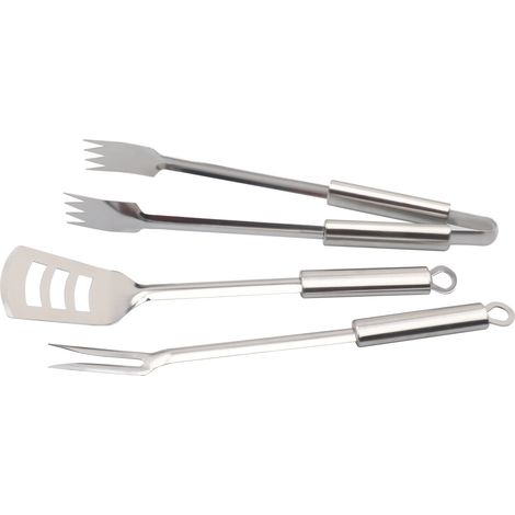 TrendLine Grillbesteck Edelstahl 3-teilig Grillzange Grillgabel Grillwender