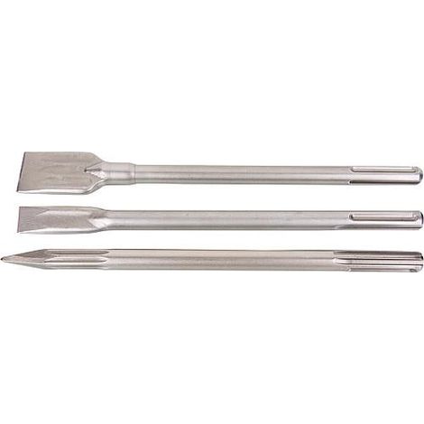 Kit Burins HELLER ENDURO auto-affutant SDS-Max 3 pieces Burin pointu/plat et beche (1/4)