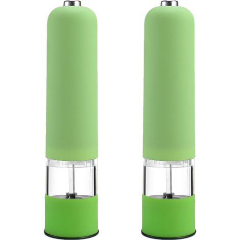 Moulin À Sel Et Poivre Électrique - Réglage Finesse Mouture - Pour Cuisine Et Table - Lot De 2 Avec Support (1/5)