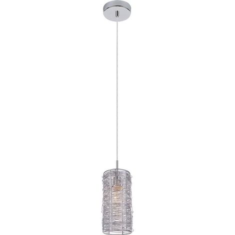 Italux Linton - Suspension moderne en argent à 1 lumière avec abat-jour en alliage métallique, E14 (1/3)