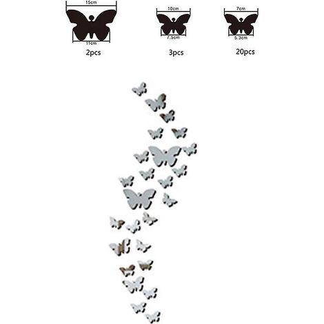 swirlcolor Stickers Papillons Muraux, 36 Pices Stickers Miroir Papillon Acrylique Argent 3d Stikers Murals Papillon Decoration Pour Salon Chambre (1/5)