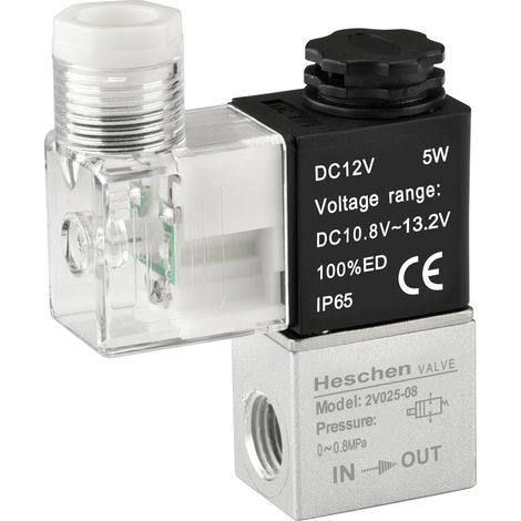 électrique pneumatique Électrovanne 2V025–08 12 VDC PT1/4 2/2 voies normalement fermé (1/5)