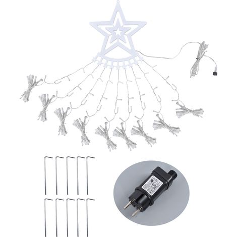 Guirlande lumineuse LED étoiles pour sapin de Noël, décoration extérieure, prise UE 180-240 V, blanc froid, avec transformateur (1/5)
