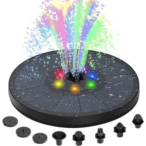 3W Solar Fountain Upgrade Solar Pond Pump with 8 Effects, Solar Fountain for Garden with Battery (1/4)