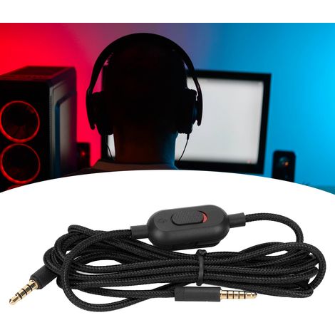 Casque Gaming avec Câble Tressé, Contrôle du Volume et Interrupteur Muet pour Logitech G Pro, G Pro X, G433, G233 - Noir