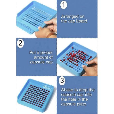 Plaque de remplissage de capsules à 100 trous avec racleur (bleue) (1/4)