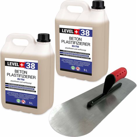 LEVEL+ Set Beton-Zusatzmittel Bodenlegerkelle ZWEISEITIG HALBRUND 10L SET351 (1/5)
