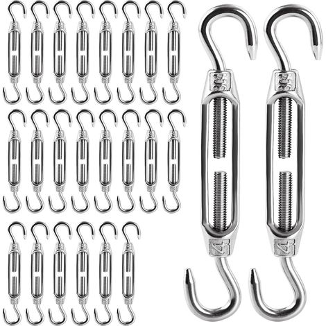 24 x M4 Adjustable Tensioner Cable Tensioner Stainless Steel 304 Hook Turnbuckle for Garden Wire, Cable System, Tensioner Accessories (1/5)