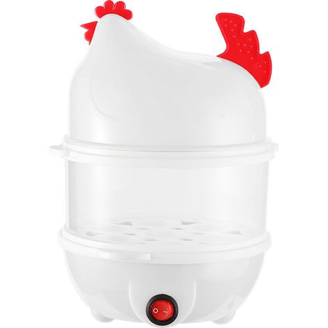 Cuociuova Elettrico a Doppia Parete di Sicurezza, Vaporiera Multifunzionale per Uova, Verdure e Mais, Adatto a Casa, Ufficio e Appartamenti per Studenti (Bianco) (1/5)
