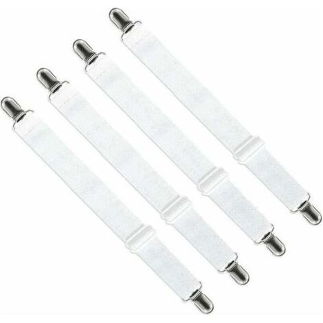 Étendeur de drap-housse réglable (65 cm à 150 cm), attache de sangle de maintien réglable pour drap de lit, canapé, housse de repassage (blanc, lot de 4) (1/4)