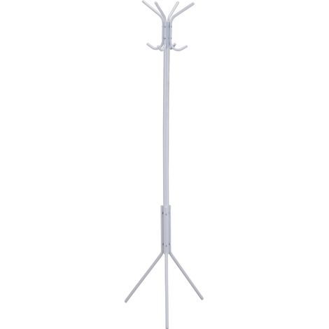 Idimex – Porte-manteau sur pied 8 crochets – Métal laqué blanc – Conception stable sur 3 branches – Assemblage facile