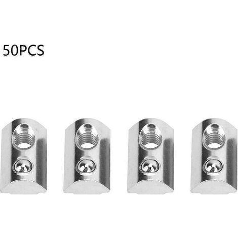 50 Stück europäische Standard-Elastikmuttern, Aluminiumprofile, T-Nut-Federmuttern, Befestigungselemente (M6)