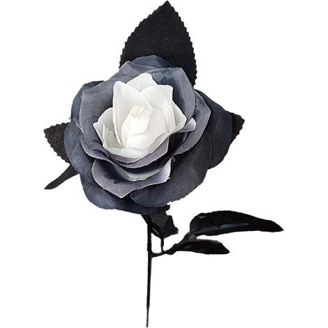 Künstliche Rosenimitation, schwarz-weiß, einzigartige, realistische Blumenflora für Zuhause, Garten, Partys und Halloween-Dekorationen (V) (1/5)