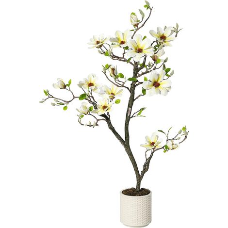 120cm Grande Orchidée Blanc Artificielle Réalistes,Fausse Plante Interieur avec Branche & orchidée,sans Entretien,Plante Artificielle/Décorations Arbre Artificiel en Pot pour Salon, Bureau,Balcon (1/5)