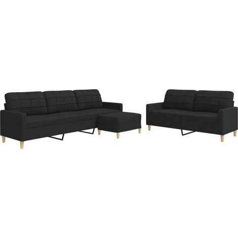 Maison Exclusive - Set di Divani 3 pz con Poggiapiedi Nero in Tessuto