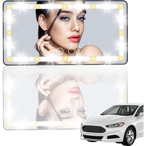 Miroir de Maquillage à LED Voiture avec 3 Modes d'éclairage, Miroir de Maquillage Pare-Soleil, de Voiture avec 60 lumières Rétroviseur intérieur d'accessoires de voiture de voyage portable