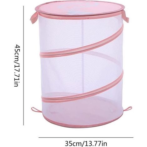 Panier à Linge - Transparent - Pliable - Rose - 35x45cm en Polyester (1/3)