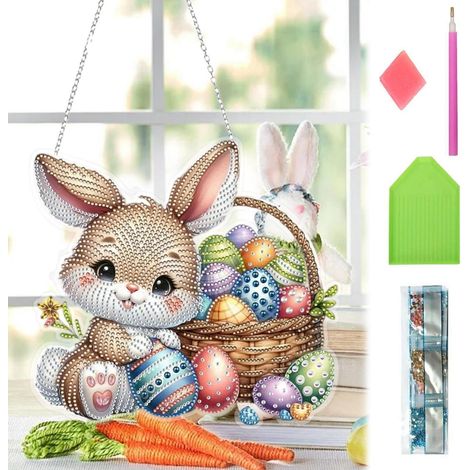 Diamant Painting Set Osterhase mit Ostereiern zum Aufhängen