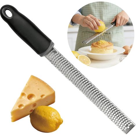 Ruvan Cheese Grater, Stainless Steel Food Grater, Citrus Grater, Chocolate Grater, Coconut Grater, Cinnamon Grater, Garlic Grater, Ginger Grater, Lemon and Orange Zester, 32.5cm Length (1/5)