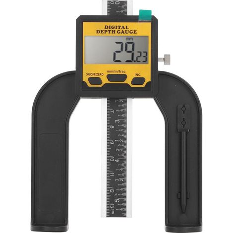 Jauge de profondeur numérique, résolution de 0,01 mm, outil de mesure de la hauteur et du travail du bois avec base magnétique (1/5)