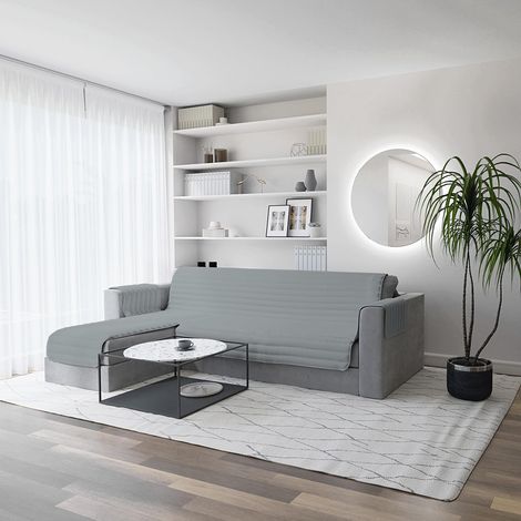 Waterproof housse de canapé Double-face avec chaiselongue, Gris, 290cm (1/5)