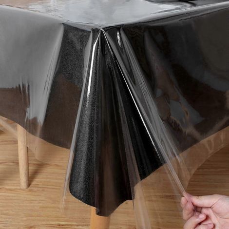 25-26 1 Nappe transparente en vinyle PVC imperméable et anti-taches, facile à nettoyer, pour table à manger et usage extérieur, 54 x 78 pouces (1/4)