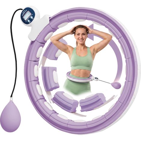 Hula hoop cerceau avec picots de massage ajustable 76-113 cm de tour de taille 16 segments amovibles 139x4.5cm violet (1/5)