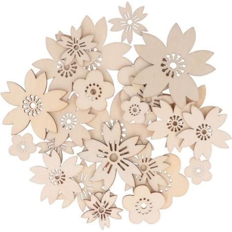 Fleurs en bois - Artemio - Japan - 30 pièces - Beige - 2 à 5 cm