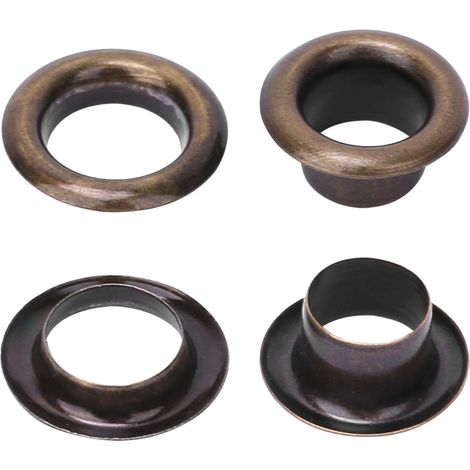 100 rivets creux en laiton double face de 6 mm, adaptés aux vêtements, sacs, ceintures et chaussures (couleur bronze). (1/3)