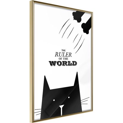 Affiche Murale Encadrée "Bossy Cat" 30 x 42 cm Or