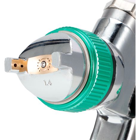 Pistolet à peinture à atomisation haute capacité, alimentation par gravité, pour meubles, vert (1/5)