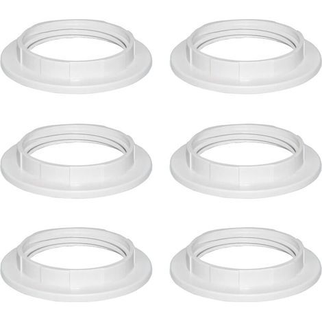 RHG Weißer Kunststoff-Lampenschirm-Reduzierring E27 40 mm, Lampenschirm-Zubehörring-Adapterplatte, E27-Lampenschirm-Reduzierring für Tischlampen, Deckenleuchten, 6 Stück (1/5)