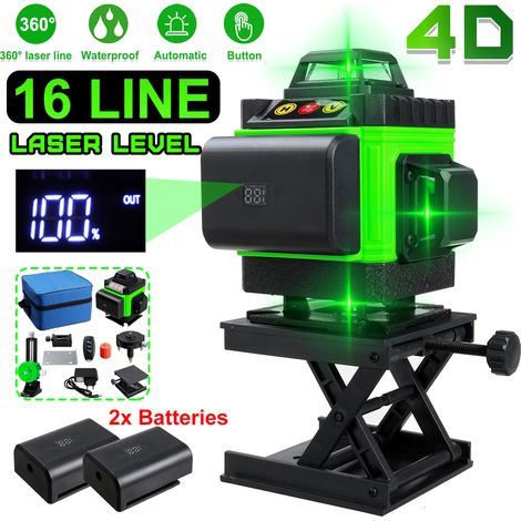 Niveau Laser 4D 360° 16 lignes automatique FASGet 2 Batteries avec accessoires LCD Jmax (1/5)