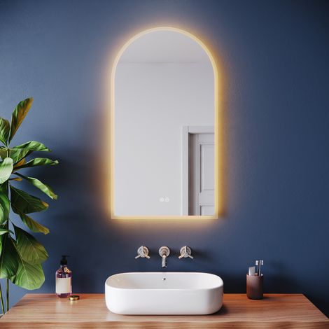 ELEGANT Bathroom LED Mirror Touch Sensor with Shaver Socket Anti-Fog and 3 Lighting Modes, Arch 800x400mm