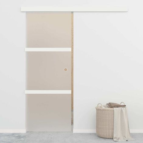 Porte coulissante à butées Verre ESG et aluminium 76x205 cm (1/5)